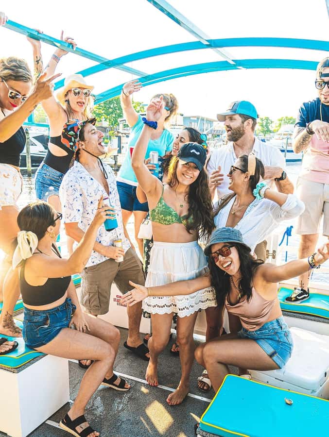 Mission Bay San Diego: Paddle Pub Party Cruise - A party boat with a Mission Bay view