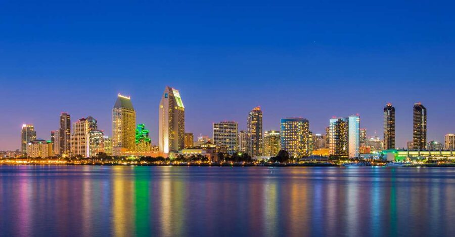 San Diego: City Lights Night Trolley Tour - Crossing Coronado Bridge for the big views