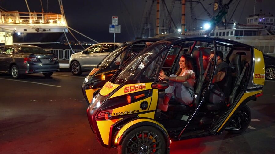 San Diego: Coronado Island Electric GoCar Night Tour - Crossing Coronado Bridge after dark