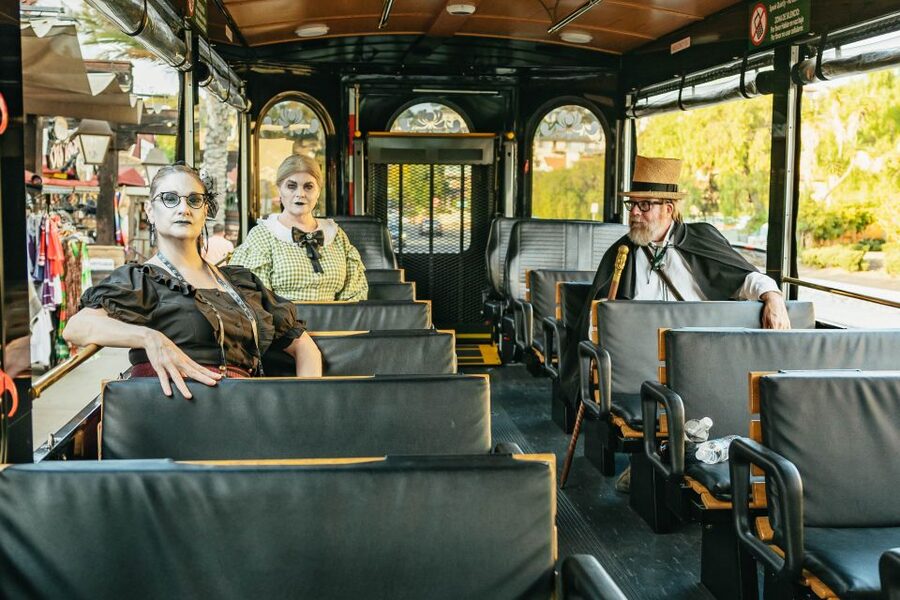 San Diego: Ghosts & Gravestones Trolley Tour - Pioneer Park and the Mission Hills night setting