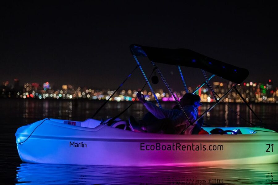 San Diego: Night Date Glow Pedal Boat with Downtown Views - The first 15 minutes through America’s Cup Harbor
