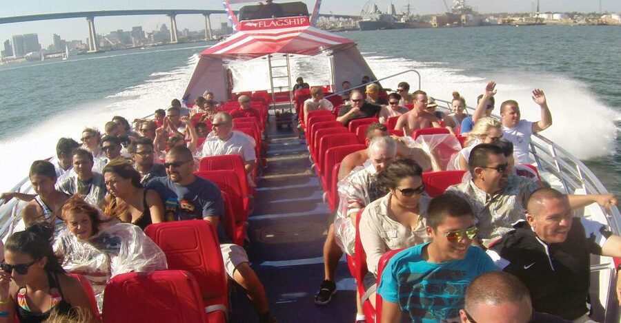 San Diego: Patriot Jet Boat Thrill Ride - Where to sit if you want less spray or more action